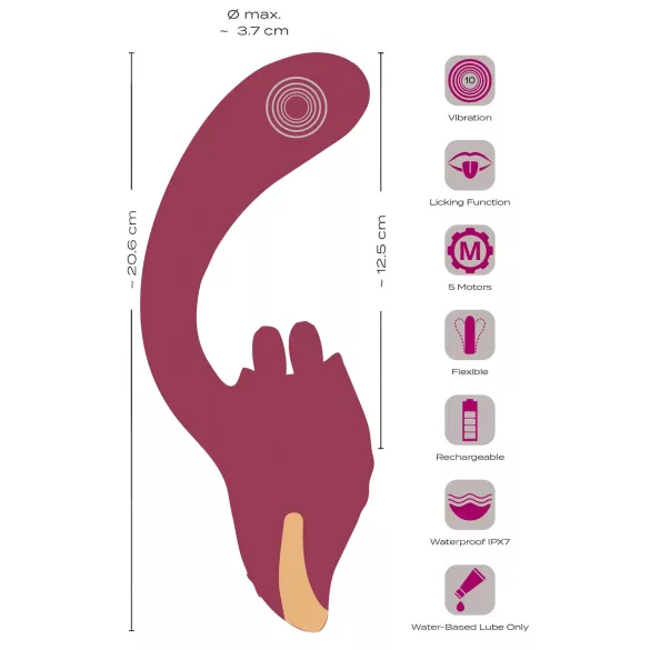 Javida - vibrator med tunga 2i1 - röd
