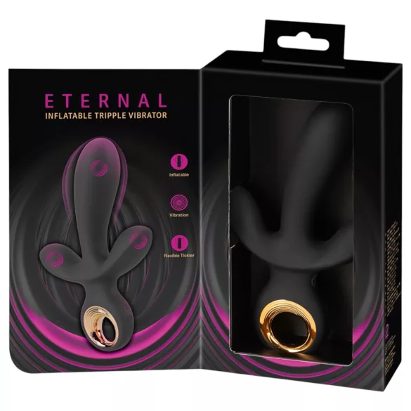 Eternal - uppblåsbar trippelvibrator - svart
