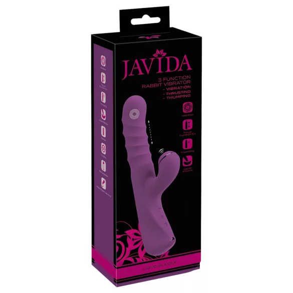 Javida - kanin vibrator 3-i-1 - vattentät silikon - lila