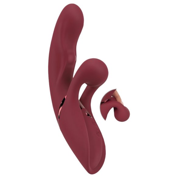 Javida 2-i-1 Rabbit - Uppladdningsbar Klitorisstimulerande Vibrator (Röd)