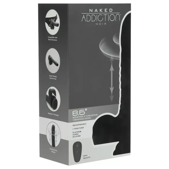 Naked Addiction - realistisk vibrator med rotation och stöt - svart