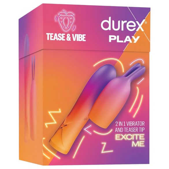 Durex Tease & Vibe - stavvibrator med kanin klitorisstimulator - rosa