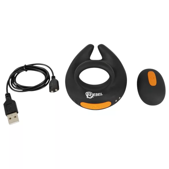 Rebel - vibrerande penisring och pungvibrator - svart