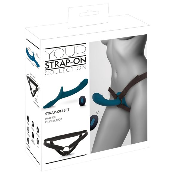 You2Toys - strap-on vibrator set - svart/blå