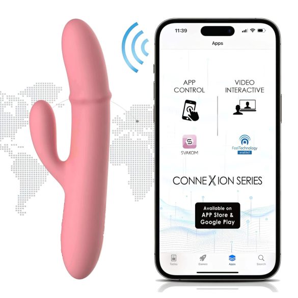 Svakom Mora Neo - vibrator med klitorisstimulator och pärlor - rosa