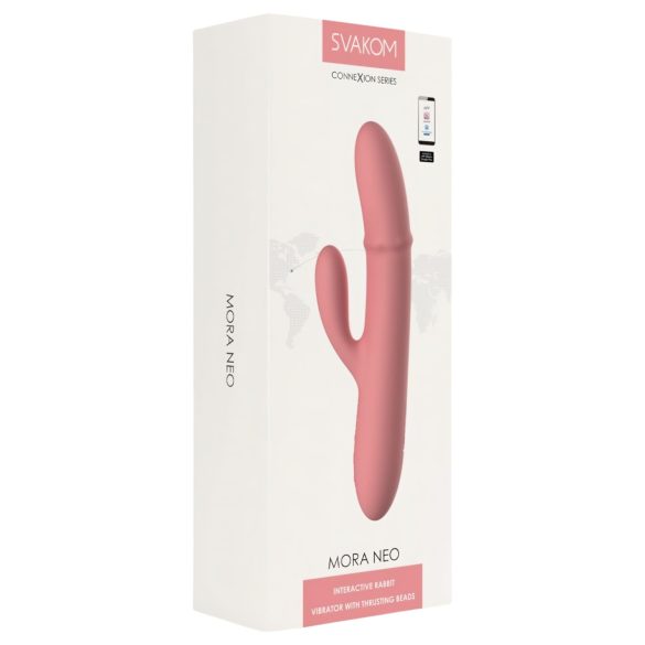 Svakom Mora Neo - vibrator med klitorisstimulator och pärlor - rosa