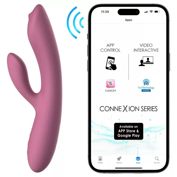 Svakom Trysta Neo - vibrator med kulrörelse och klitorisstimulerare - rosa