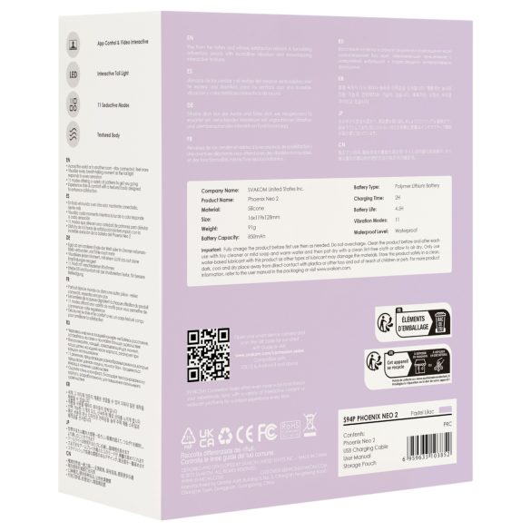 Svakom Phoenix Neo 2 - smart vibrerande ägg (lila)