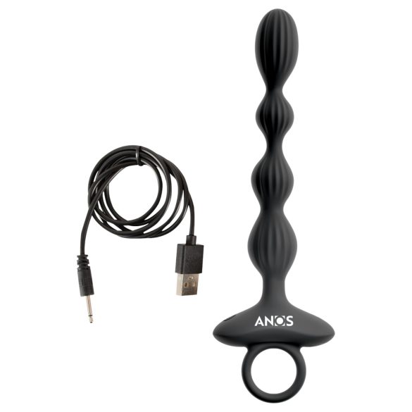 Anos - 2-motorig anal vibrator med rörliga kulor (svart)