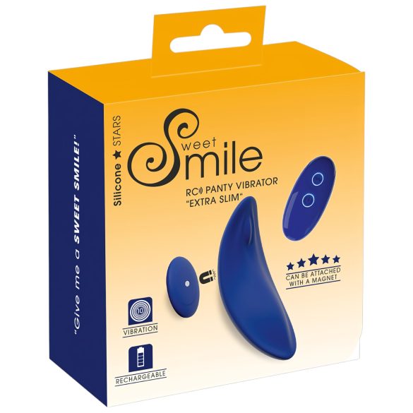 Smile - Extra tunn, blå vibrator med fjärrkontroll för trosan