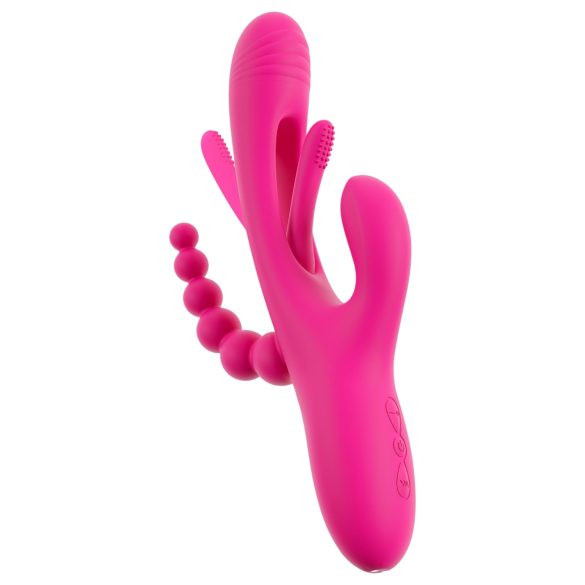SMILE - rabbitvibrator med tungform - trippelarm - silikon rosa