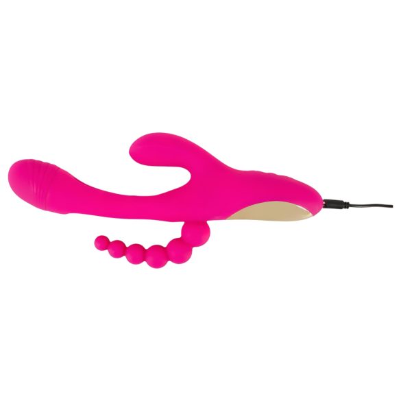 SMILE - rabbitvibrator med tungform - trippelarm - silikon rosa