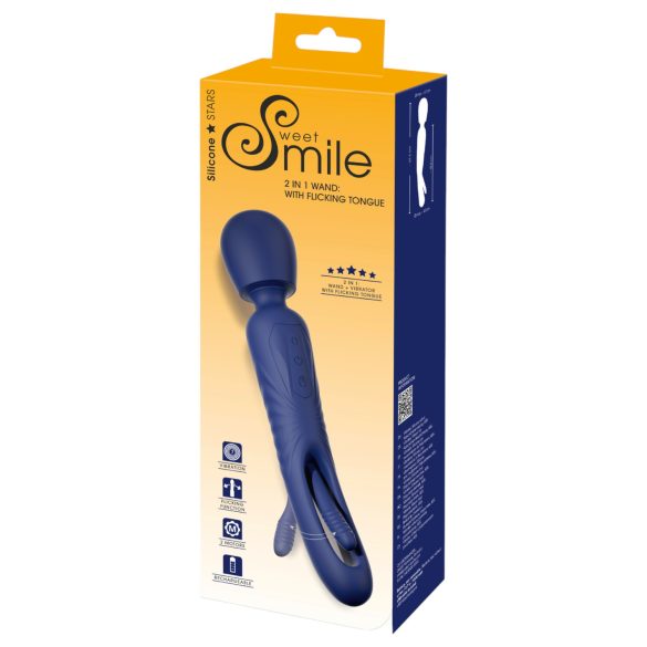 Smile - 2-i-1 vibrator med tungformad massör - silikon blå
