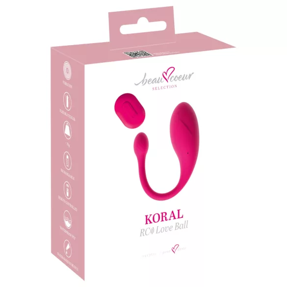 Beau Coeur Koral - vibrerande ägg med fjärrkontroll - rosa
