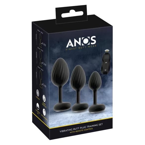 ANOS - vibratorisk analpluggset - svart