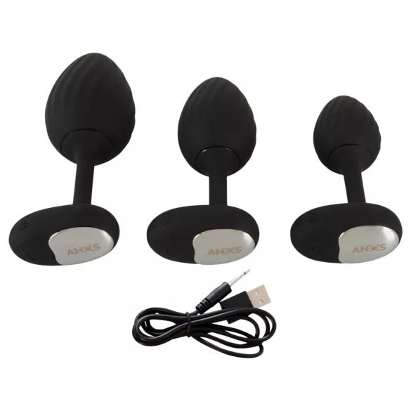 ANOS - vibratorisk analpluggset - svart