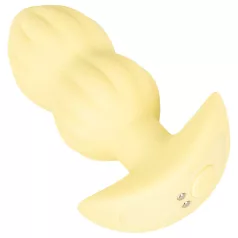 Cuties Mini - analplugg med räfflor - vibration - gul