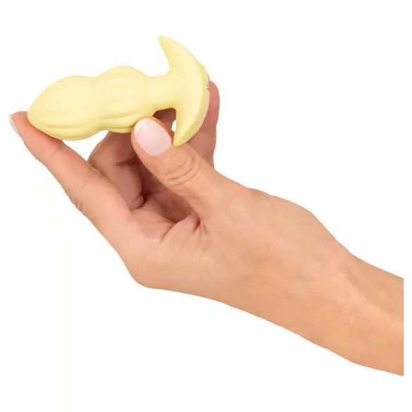 Cuties Mini - analplugg med räfflor - vibration - gul