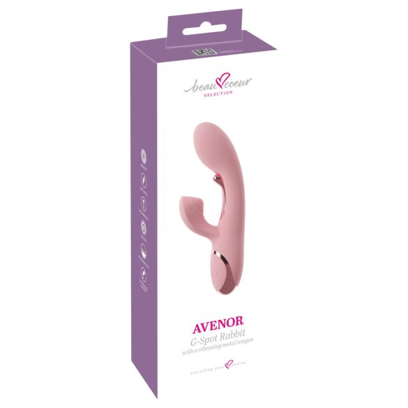 Beau Coeur Avenor - tungformad G‑punktsvibrator med klitorisstimulator (rosa)