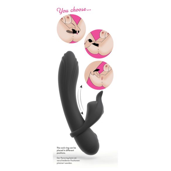 Couple Choice - penisring och G-punkt vibrator - silikon - grå