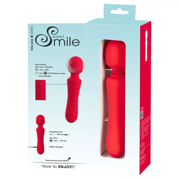 Sweet Smile - uppladdningsbar, vattentät stavvibrator (röd)