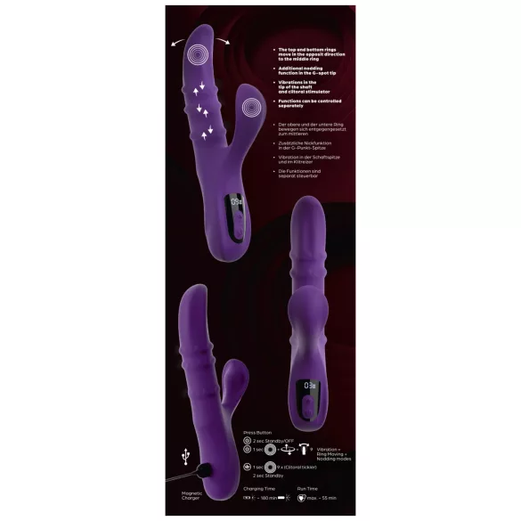 You2Toys - nickande vibrator med rörlig ring och klitorisarm (lila)