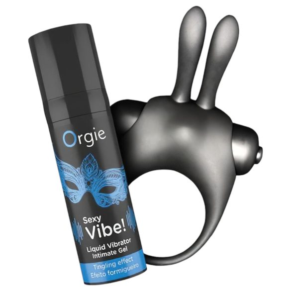 Orgie Bunny - vibratorisk penisring set - svart