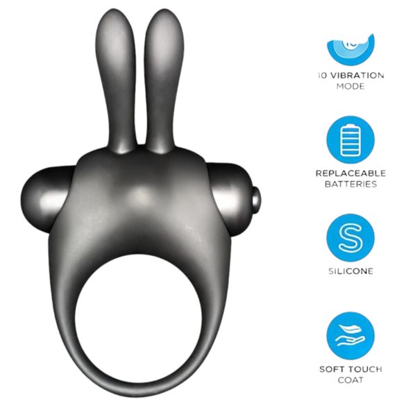 Orgie Bunny - vibratorisk penisring set - svart