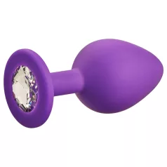Baseks - silikons analplugg med kristall (lila) - 8 cm
