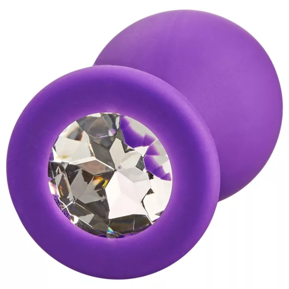 Baseks - silikons analplugg med kristall (lila) - 8 cm