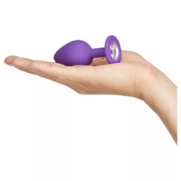Baseks - silikons analplugg med kristall (lila) - 8 cm