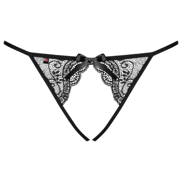 Obsessive - stringtrosa med nät och öppen spets - svart - L/XL