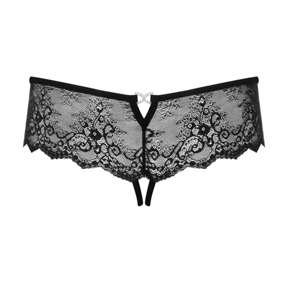 Obsessive Merossa - öppen stringtrosa med strass - svart - 2XL/3XL