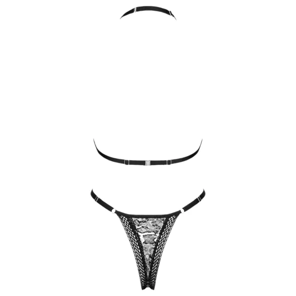Obsessive Xenita - Transparent mönstrat bh-set (grå) - L/XL
