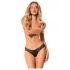 Obsessive Bella Rou - stringtrosa med blommönster - svart - M/L