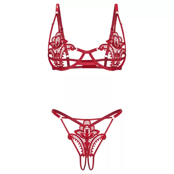 Obsessive Luise - tvådelat underklädesset med tulpanmotiv (röd) - L/XL