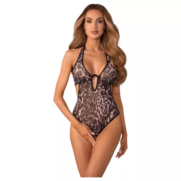Obsessive Addia - leopardmönstrad öppen body