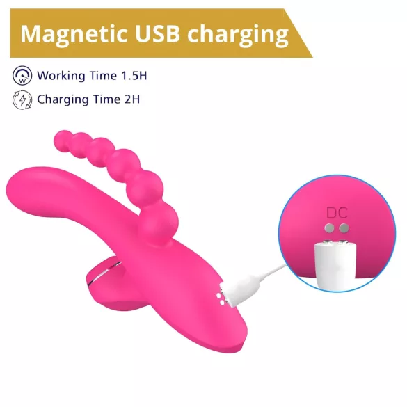 Erospace Sweet Play - G‑punktvibrator med analsond och sugfunktion (rosa)