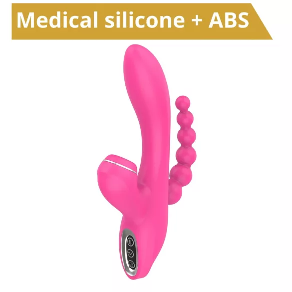 Erospace Sweet Play - G‑punktvibrator med analsond och sugfunktion (rosa)
