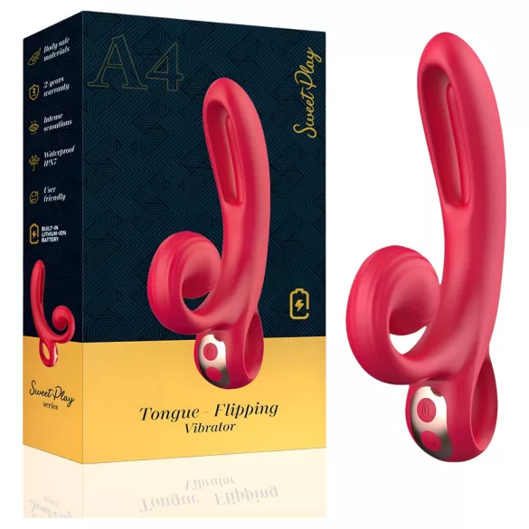 Sweet Play - rabbitvibrator med klitorisstimulans - silikon röd