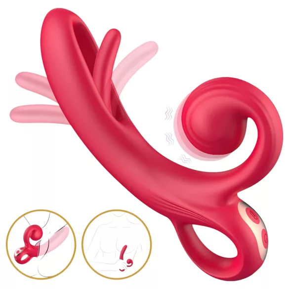 Sweet Play - rabbitvibrator med klitorisstimulans - silikon röd