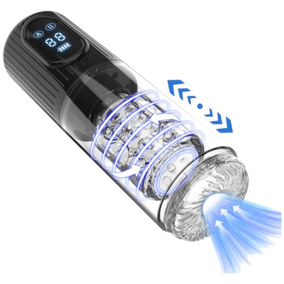 Men's Play - roterande, sugande, vibrerande masturbator (svart)
