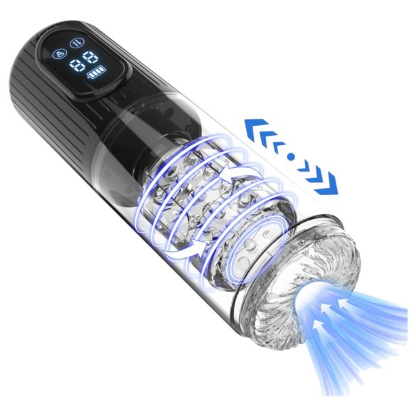 Men's Play - roterande, sugande, vibrerande masturbator (svart)