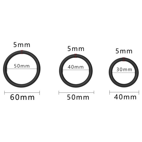 Men's Play - penisring set - svart silikon (3-pack)