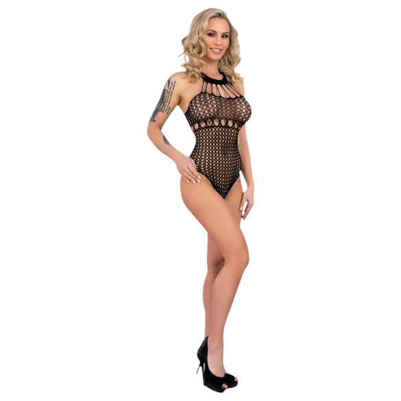 Livco Orvina - prickig halterneck nätbody - (svart) - S-L