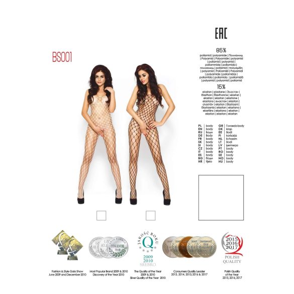 Passion BS001 - nätbody med stora maskor - vit - S-L