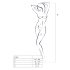Passion BS006 - Overall med Strumpeband Mönster (Vit) - S-L