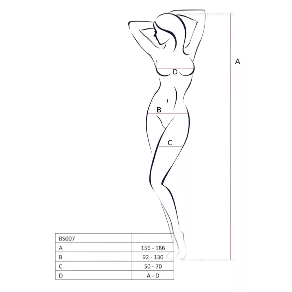 Passion BS007 - nätbody med mönster - svart - S-L