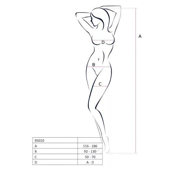 Passion BS010 - öppen nätbody - vit - S-L