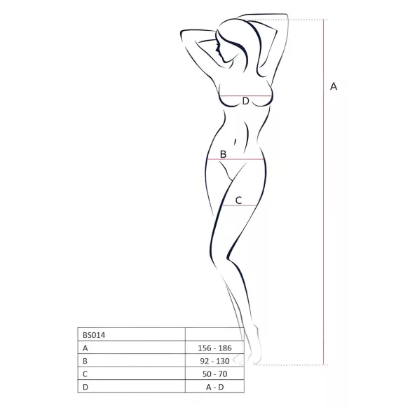 Passion BS014 - öppen nätbody med korsett - vit - S-L